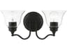 Moreland 2-Light Black Glass Vanity Light