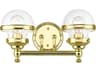Oldwick 2-Light Polished Brass Glass Vanity Light