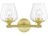 Willow 2-Light Satin Brass Glass Vanity Light