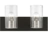 Zurich 2-Light Black Brushed Nickel Glass Vanity Light