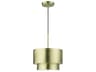 Zolana 1-Light Antique Brass Gray Drum Mini Pendant