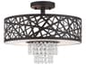 Allendale 3-Light Bronze Crystal Drum Semi Flush Mount