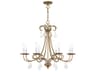 Daphne 8-Light Antique Gold Leaf Crystal Candelabra Chandelier
