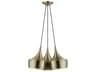 Waldorf 3-Light Antique Brass White Pendant