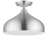Amador 1-Light Brushed Aluminum Polished Chrome Bell Flush Mount