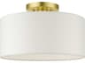 Meridian 1-Light Satin Brass Drum Semi Flush Mount