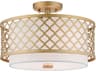 Arabesque 3-Light Soft Gold White Drum Semi Flush Mount