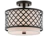 Arabesque 2-Light English Bronze White Drum Semi Flush Mount