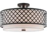 Arabesque 3-Light English Bronze White Drum Semi Flush Mount