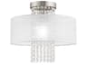 Bella Vista 1-Light Brushed Nickel Clear Crystal Drum Flush Mount