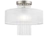 Alexis 1-Light Brushed Nickel Crystal Drum Round Flush Mount