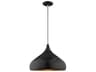 1-Light Shiny Black Gold Pendant