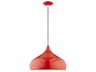 1-Light Shiny Red White Pendant