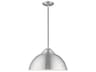 1-Light Brushed Aluminum Silver Dome Pendant