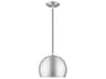 1-Light Brushed Aluminum Silver Dome Mini Pendant