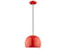 1-Light Shiny Red White Dome Mini Pendant