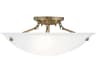 Oasis 3-Light Antique Brass Glass Bowl Semi Flush Mount