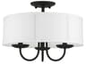 Brookdale 3-Light Black White Drum Semi Flush Mount