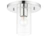 Zurich 1-Light Polished Chrome Clear Glass Cylinder Geometric Flush Mount