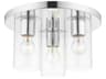 Zurich 3-Light Polished Chrome Clear Glass Cylinder Geometric Flush Mount