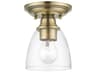 Montgomery 1-Light Antique Brass Glass Bell Semi Flush Mount
