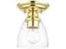 Montgomery 1-Light Polished Brass Glass Bell Semi Flush Mount