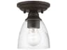 Montgomery 1-Light Bronze Glass Bell Semi Flush Mount