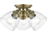Montgomery 3-Light Antique Brass Glass Bell Semi Flush Mount