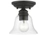 Moreland 1-Light Black Glass Bell Semi Flush Mount