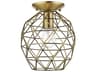 Geometric 1-Light Antique Brass Bell Semi Flush Mount