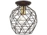 Geometric 1-Light Bronze Bell Semi Flush Mount