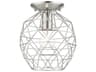 Geometric 1-Light Brushed Nickel Bell Semi Flush Mount