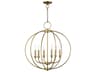 Milania 6-Light Antique Brass Candelabra Lantern Chandelier
