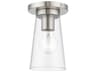 Cityview 1-Light Brushed Nickel Glass Cylinder Flush Mount