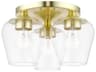 Willow 3-Light Satin Brass Glass Bell Semi Flush Mount