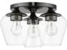 Willow 3-Light Black Chrome Glass Bell Semi Flush Mount