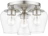Willow 3-Light Brushed Nickel Glass Bell Semi Flush Mount