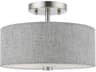 Dakota 2-Light Brushed Nickel Shiny White Drum Semi Flush Mount
