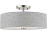 Dakota 3-Light Brushed Nickel Shiny White Drum Semi Flush Mount