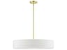 Venlo 5-Light Satin Brass Shiny White Drum Pendant