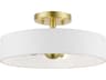 Venlo 4-Light Satin Brass Shiny White Drum Semi Flush Mount
