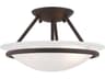 Newburgh 2-Light Bronze Glass Bowl Semi Flush Mount