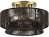 Florell 3-Light Antique Brass Drum Semi Flush Mount