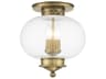 Harbor 3-Light Antique Brass Glass Semi Flush Mount