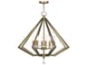 Diamond 8-Light Antique Brass Crystal Candelabra Chandelier