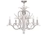 Serafina 6-Light Brushed Nickel Clear Crystal Candelabra Chandelier