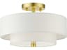 Meridian 2-Light Satin Brass Drum Semi Flush Mount
