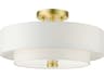 Meridian 3-Light Satin Brass Drum Semi Flush Mount