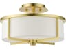 Wesley 2-Light Satin Brass Drum Semi Flush Mount