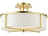 Wesley 3-Light Satin Brass Drum Semi Flush Mount